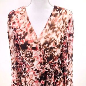 Animal Print Wrap Dress Coldwater Creek Pink 10